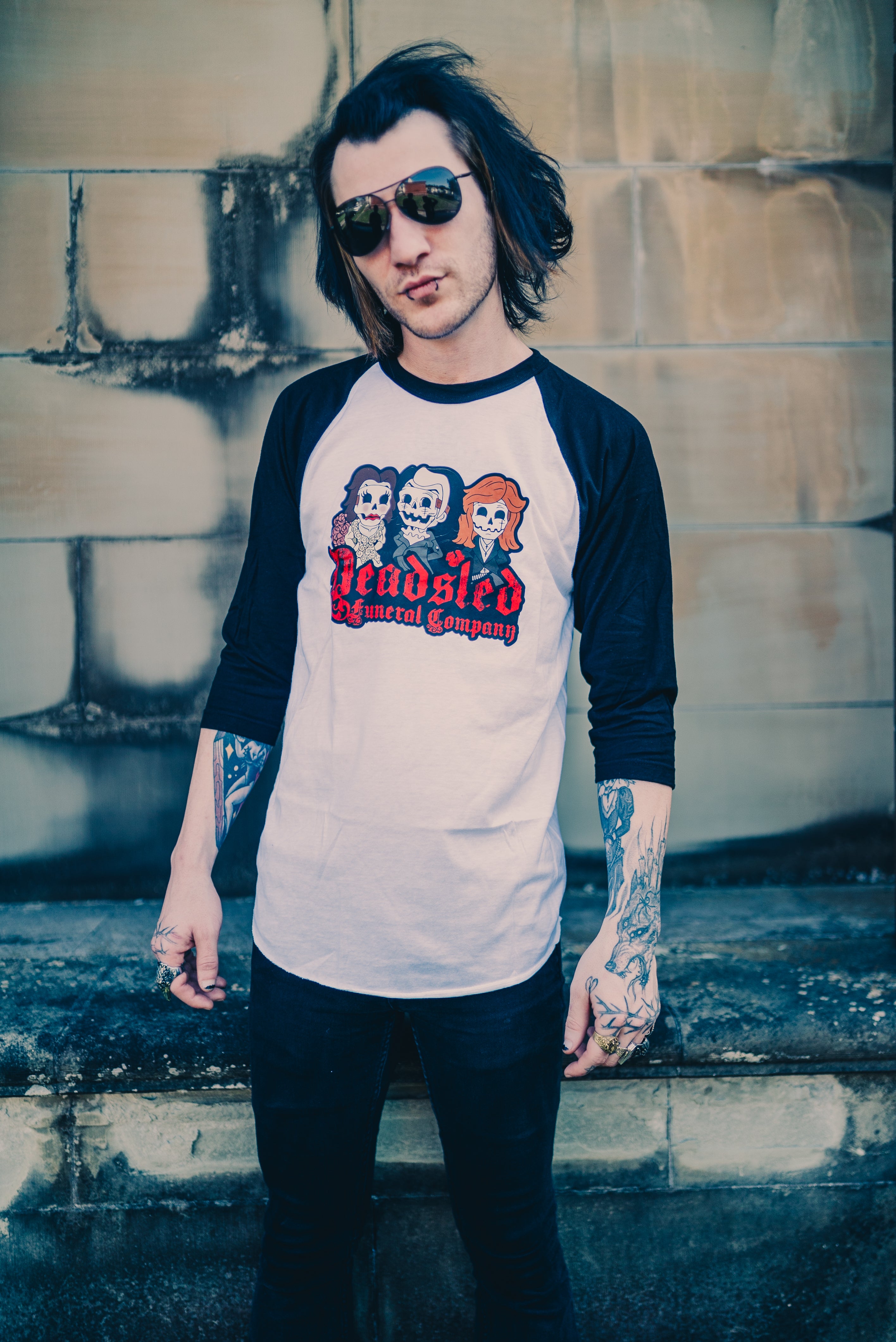 Deadsled Funeral Company | Merch | Casket Kids White Raglan ...